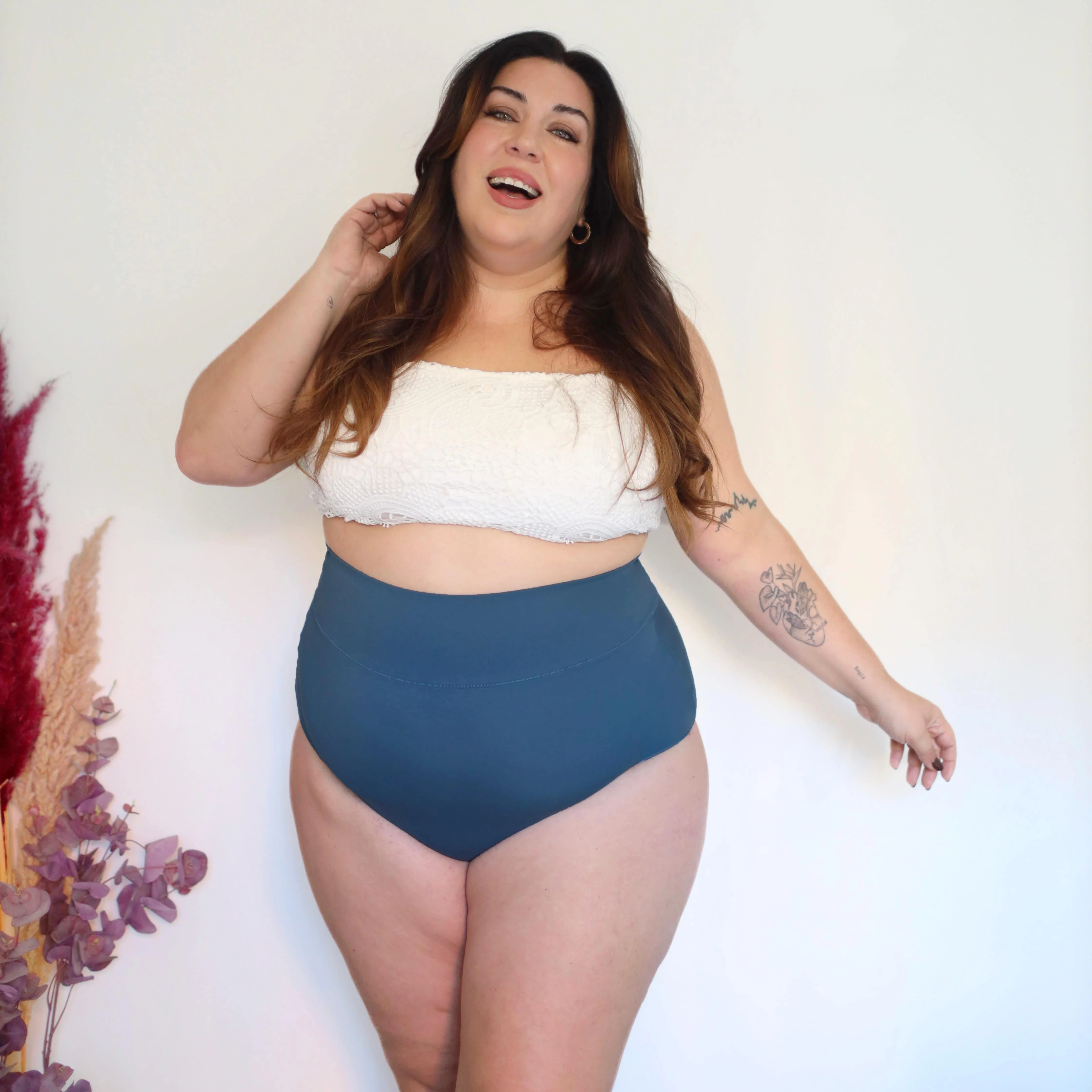 Organic Cotton Super High Waist Knickers - Denim - Image 7
