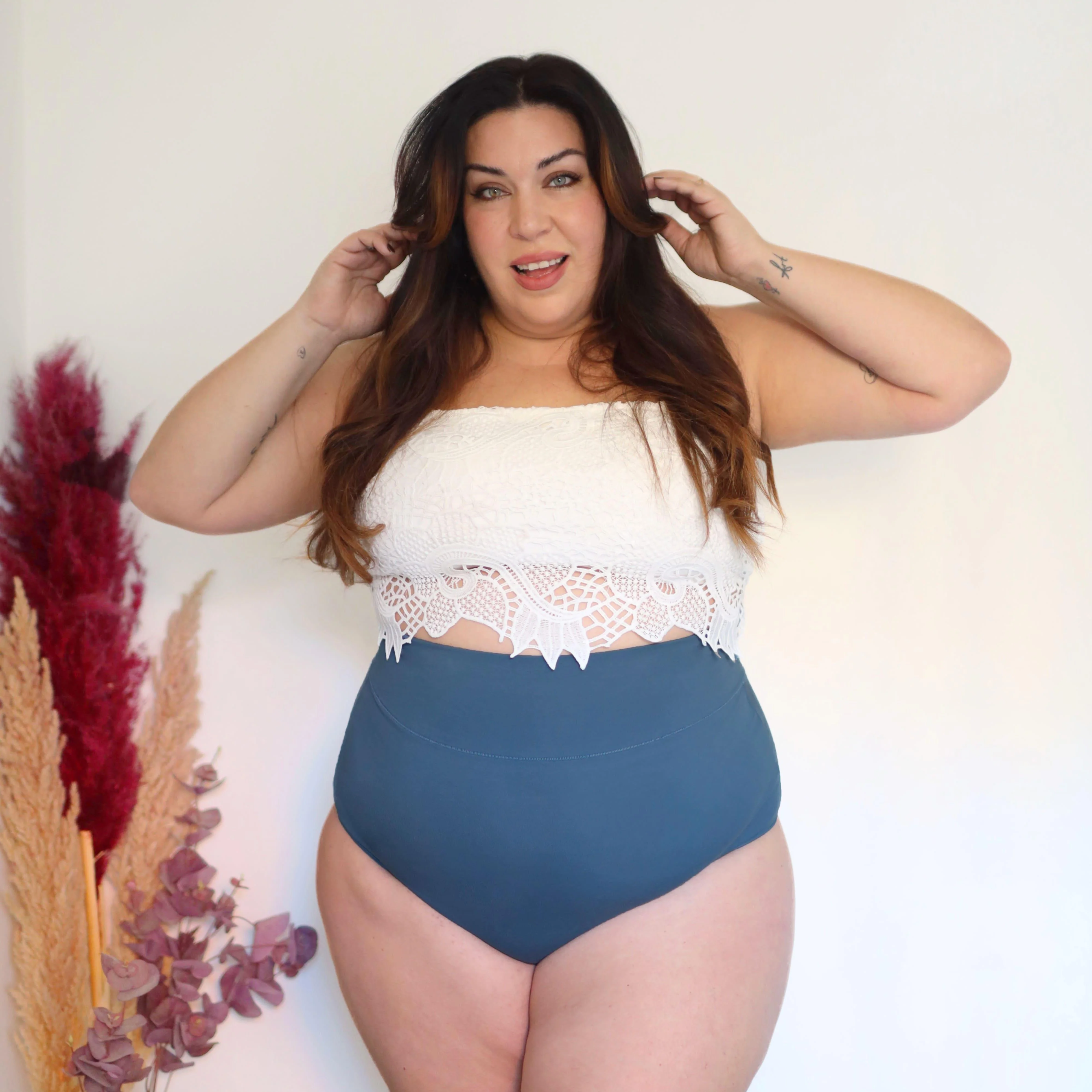 Organic Cotton Super High Waist Knickers - Denim - Image 9