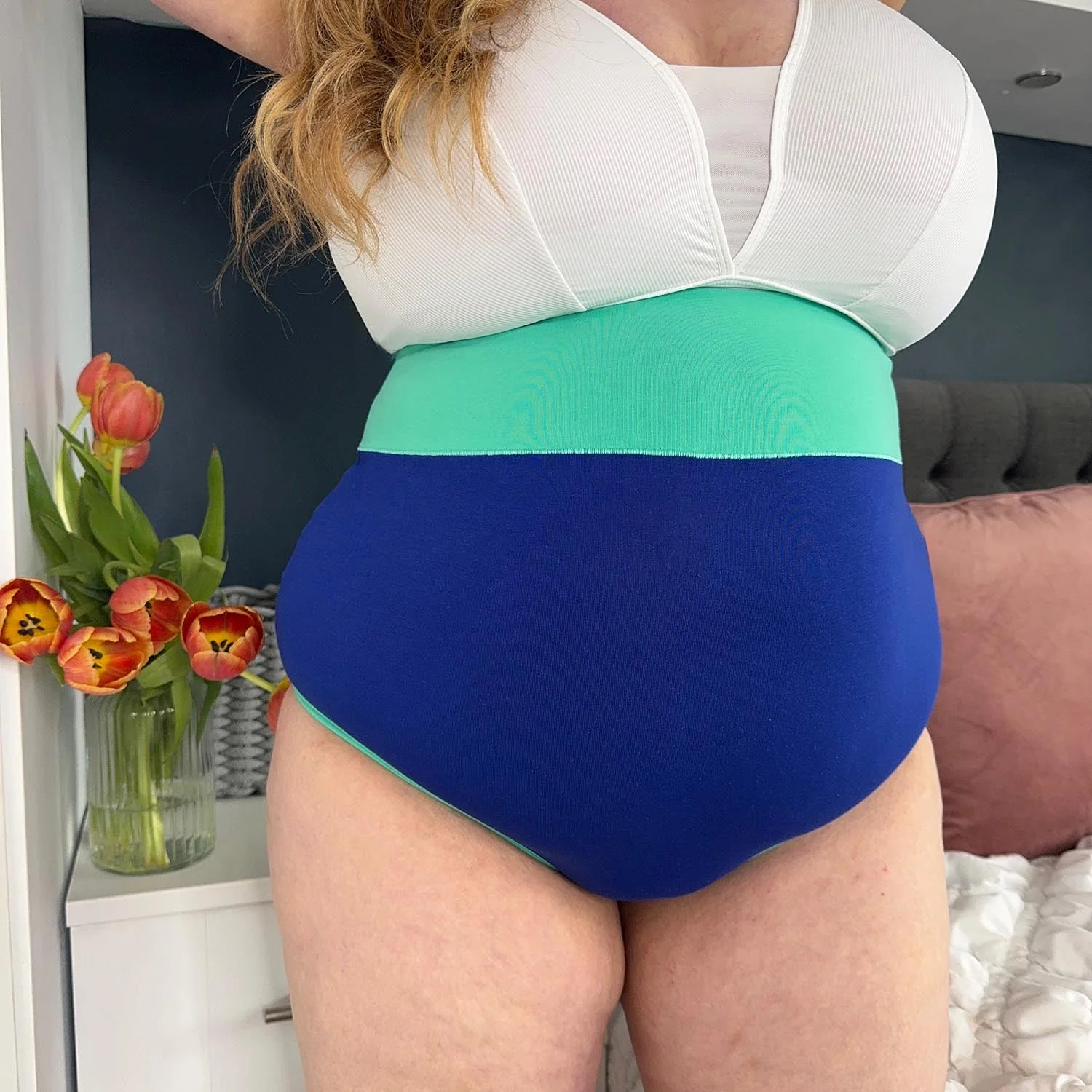 Organic Cotton Super High Waist Duo Knickers - Arabesque & Mint - Image 3