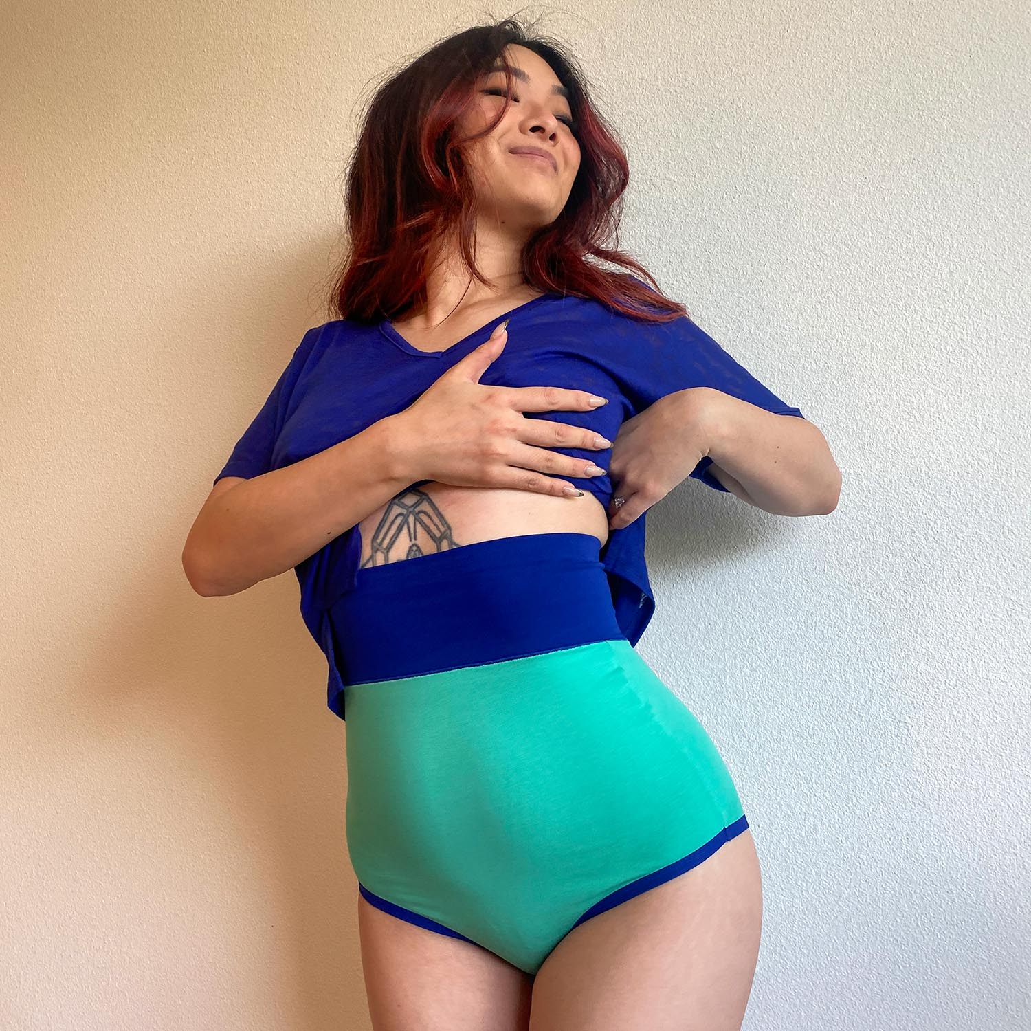 Organic Cotton Super High Waist Duo Knickers - Mint & Arabesque - Image 11