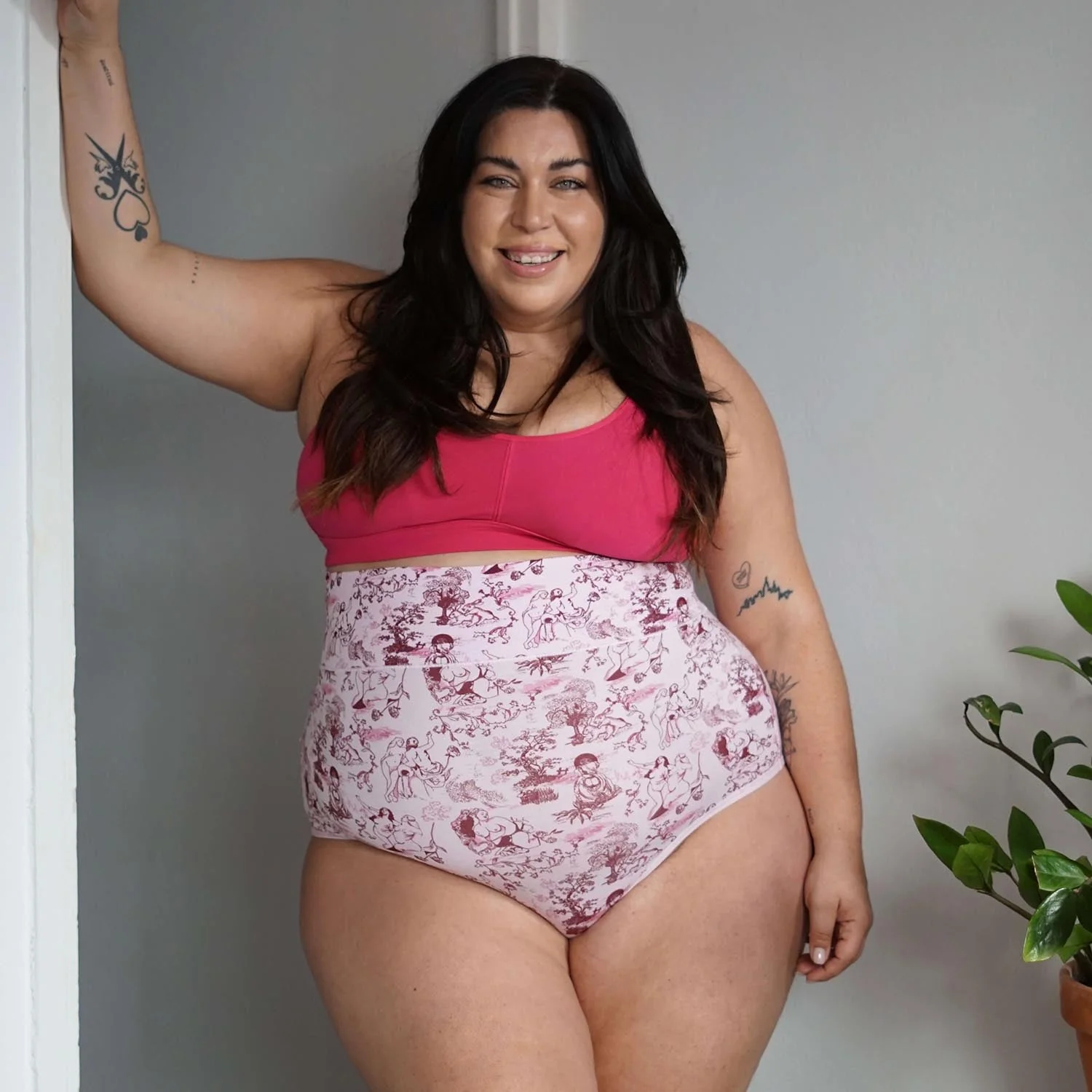 Organic Cotton Super High Waist Knickers - Passion au Jardin - L'Amour Rose - Image 9