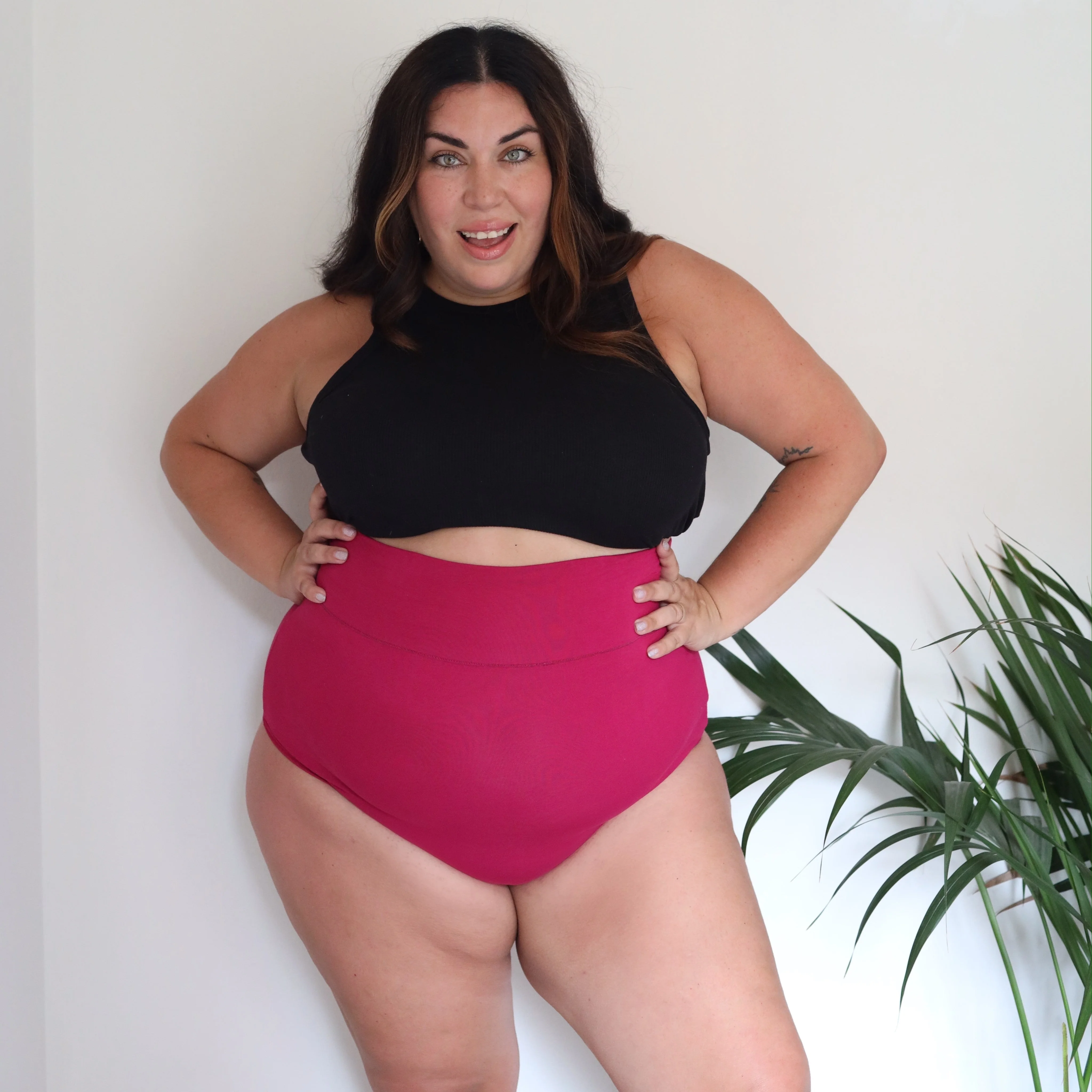 Organic Cotton Super High Waist Knickers - Raspberry Pie - Image 6