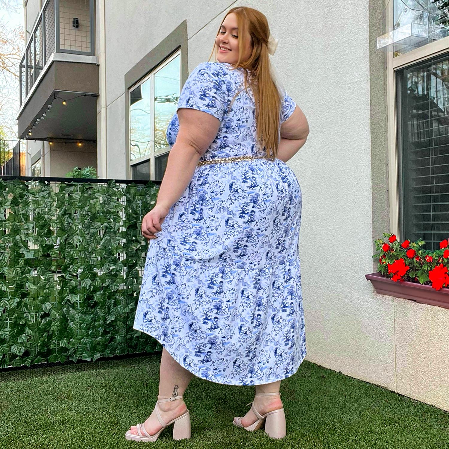 T-Shirt Tiered Dress - Passion au Jardin - L'Amour Bleu - Image 10