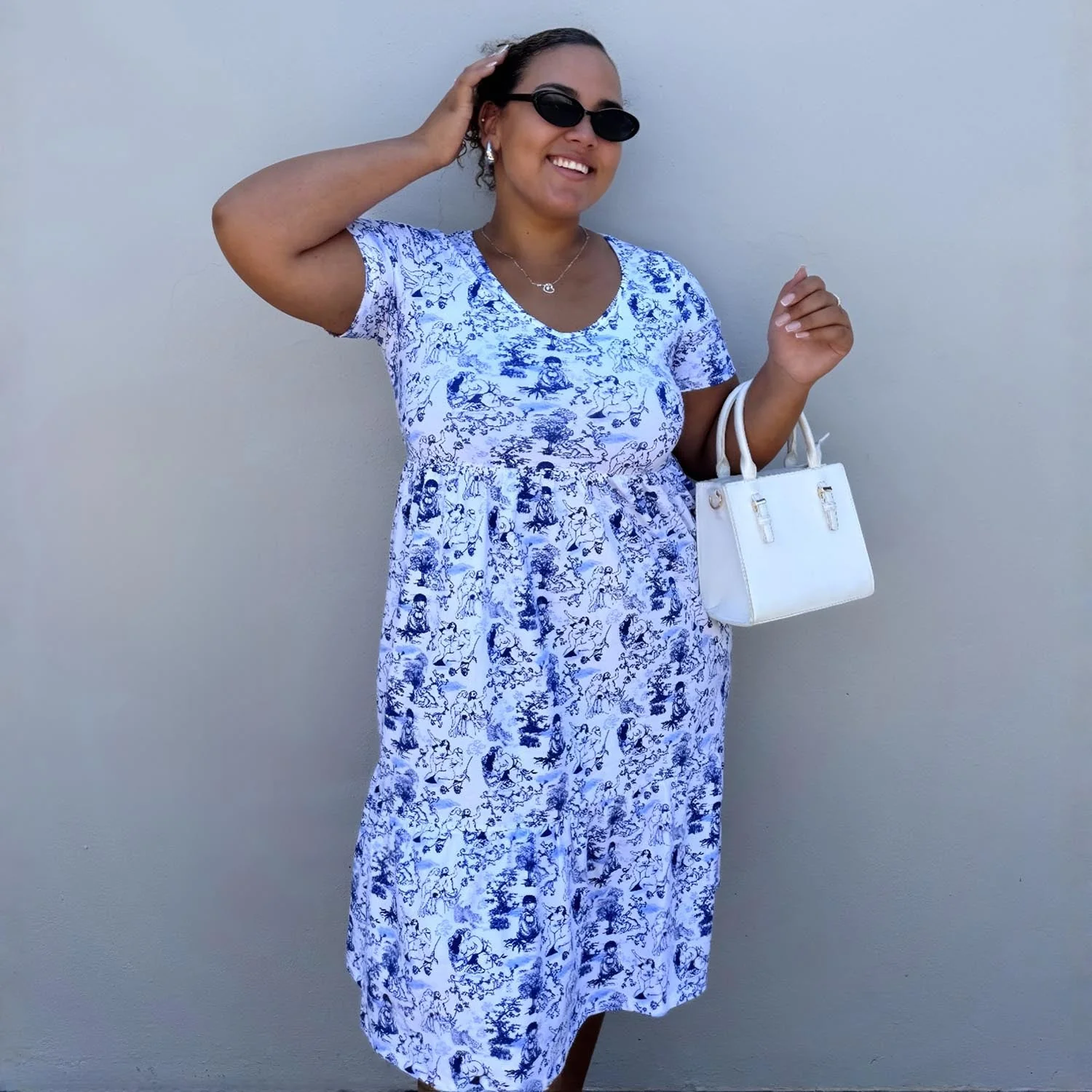 T-Shirt Tiered Dress - Passion au Jardin - L'Amour Bleu - Image 6