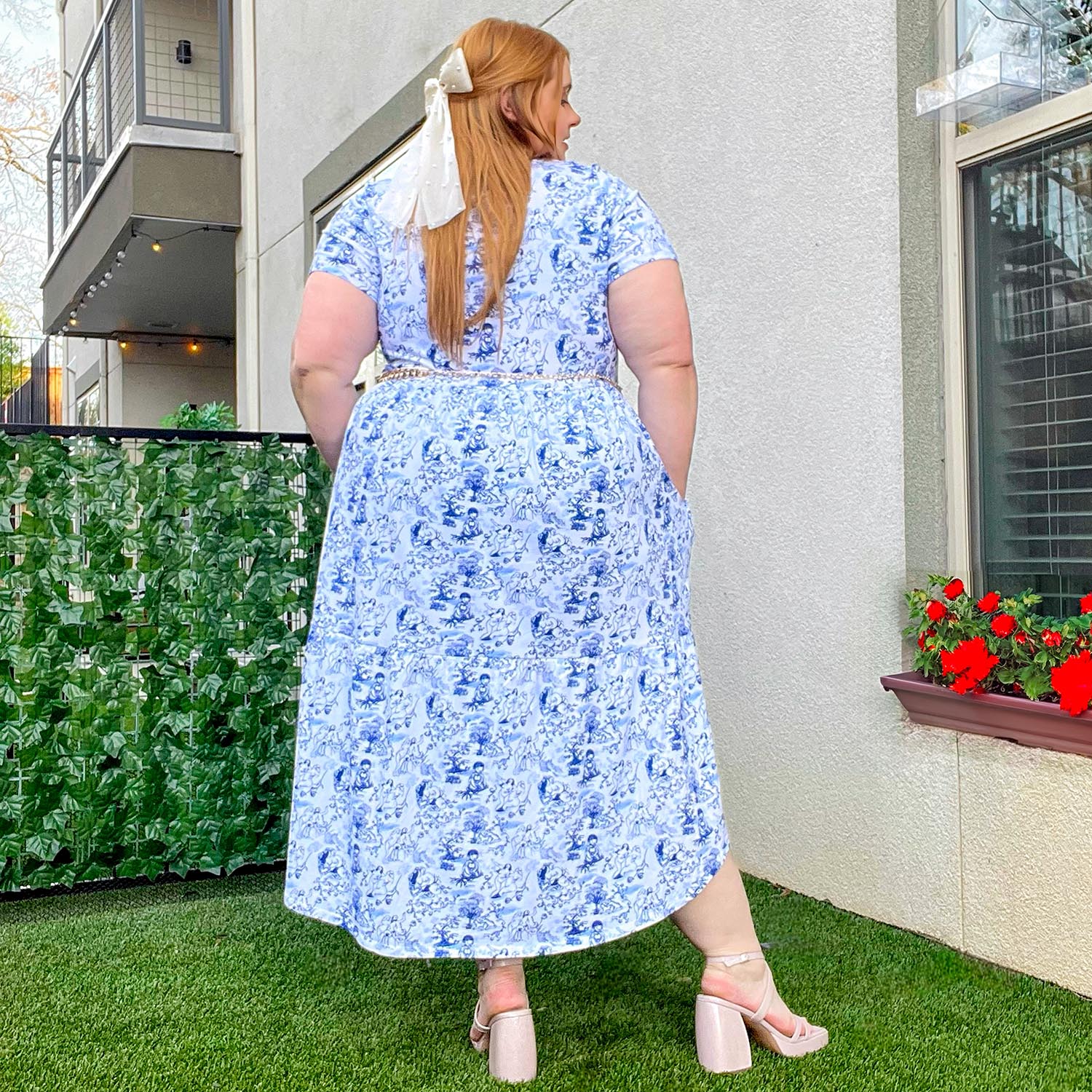 T-Shirt Tiered Dress - Passion au Jardin - L'Amour Bleu - Image 7