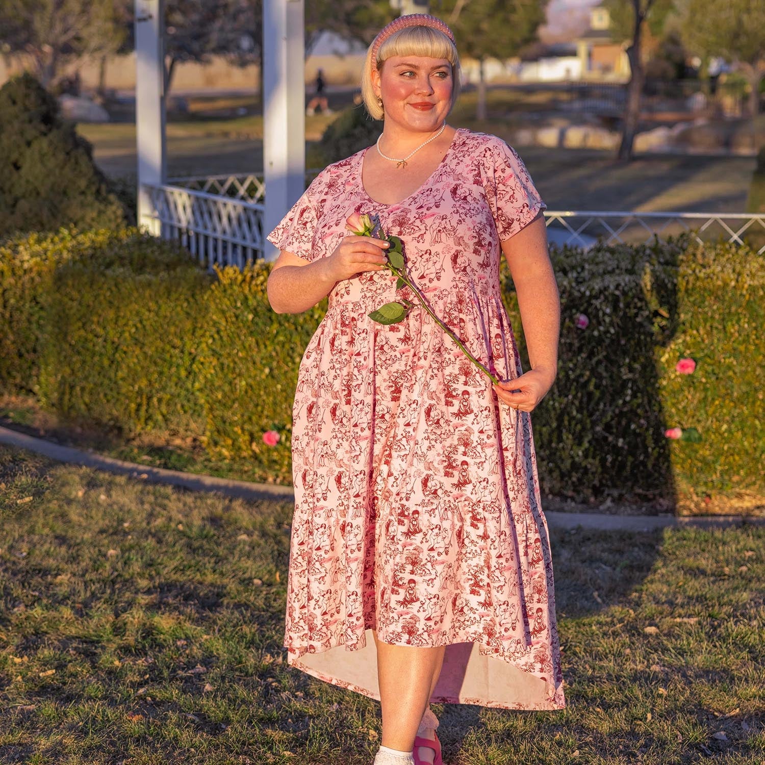 T-Shirt Tiered Dress - Passion au Jardin - L'Amour Rose - Image 11