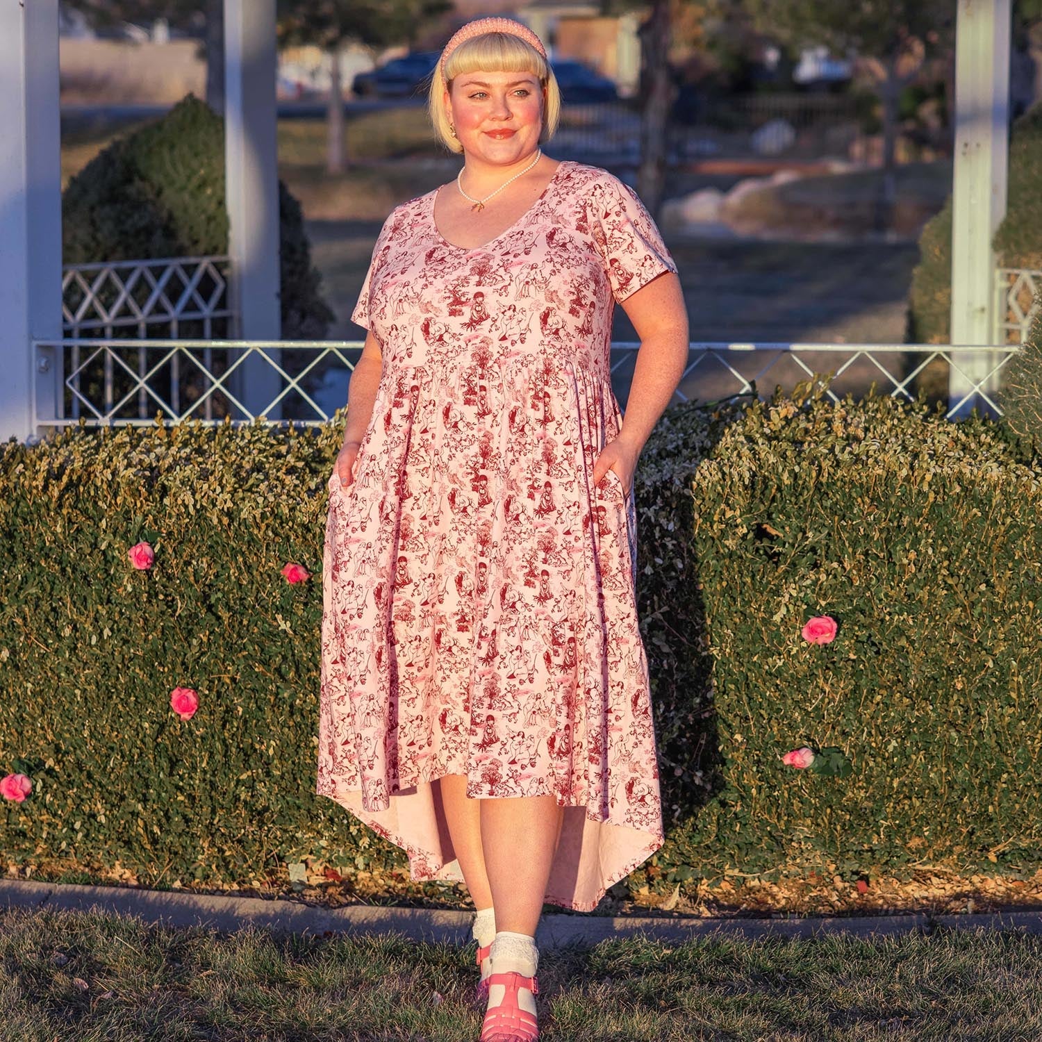 T-Shirt Tiered Dress - Passion au Jardin - L'Amour Rose - Image 14