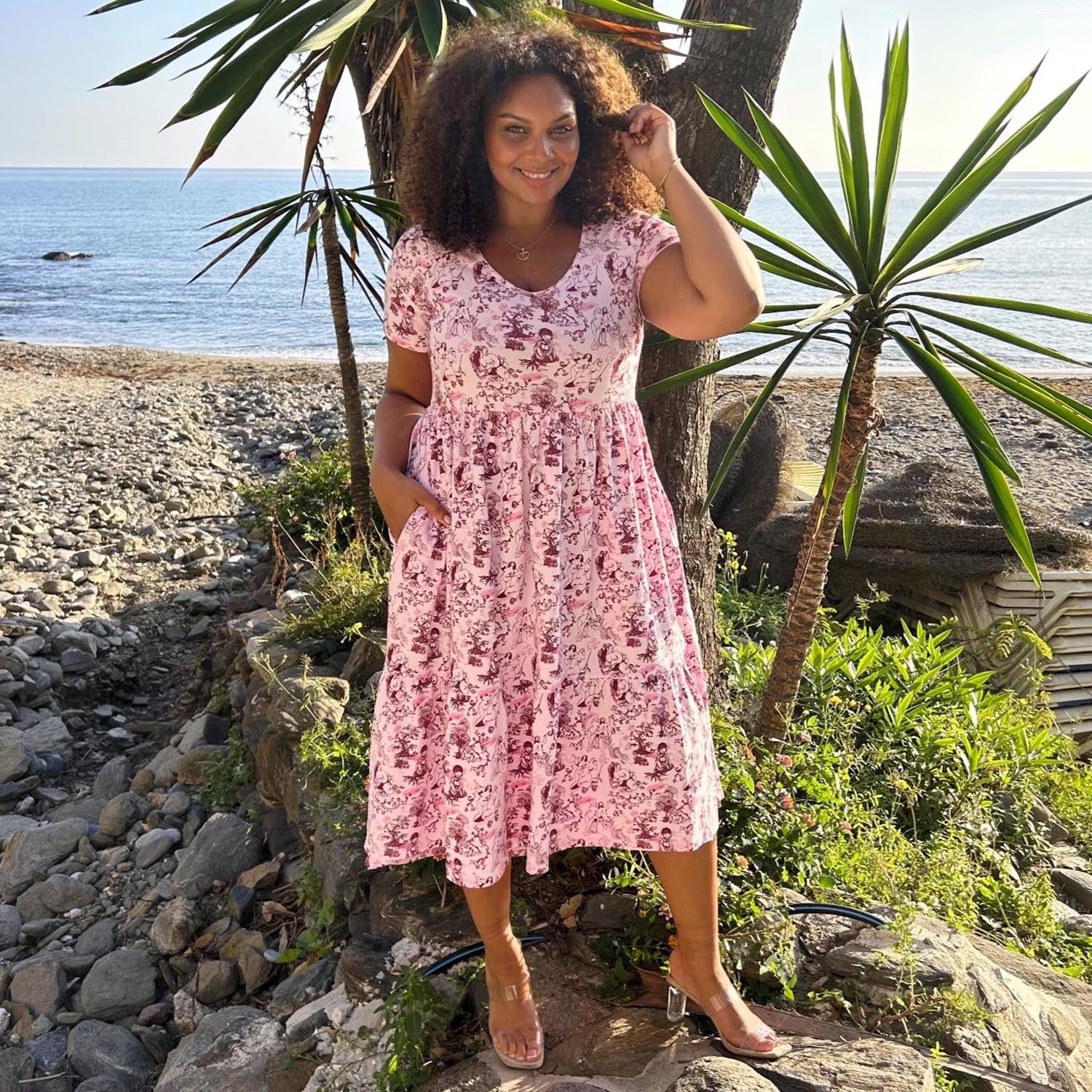 T-Shirt Tiered Dress - Passion au Jardin - L'Amour Rose - Image 7