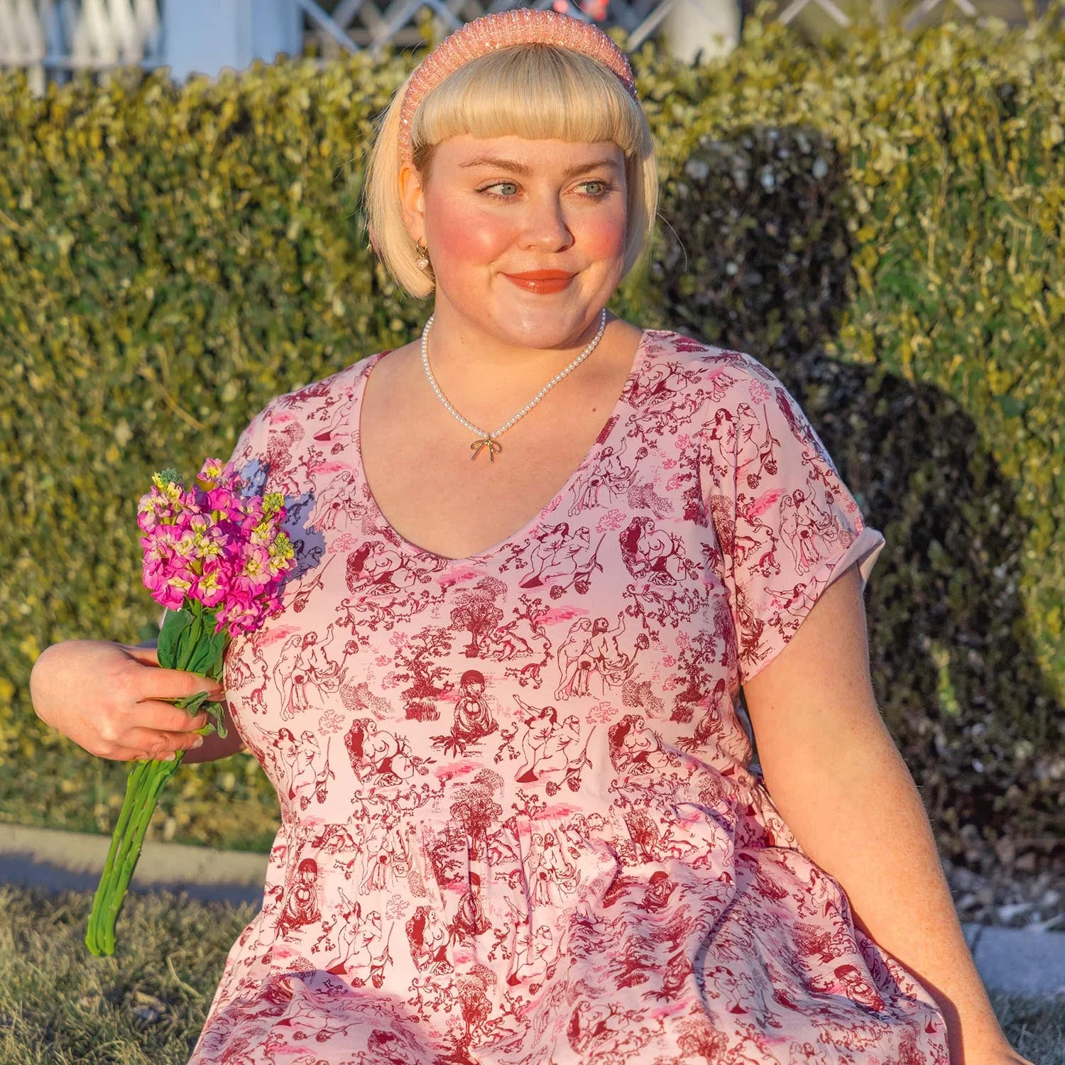T-Shirt Tiered Dress - Passion au Jardin - L'Amour Rose - Image 8