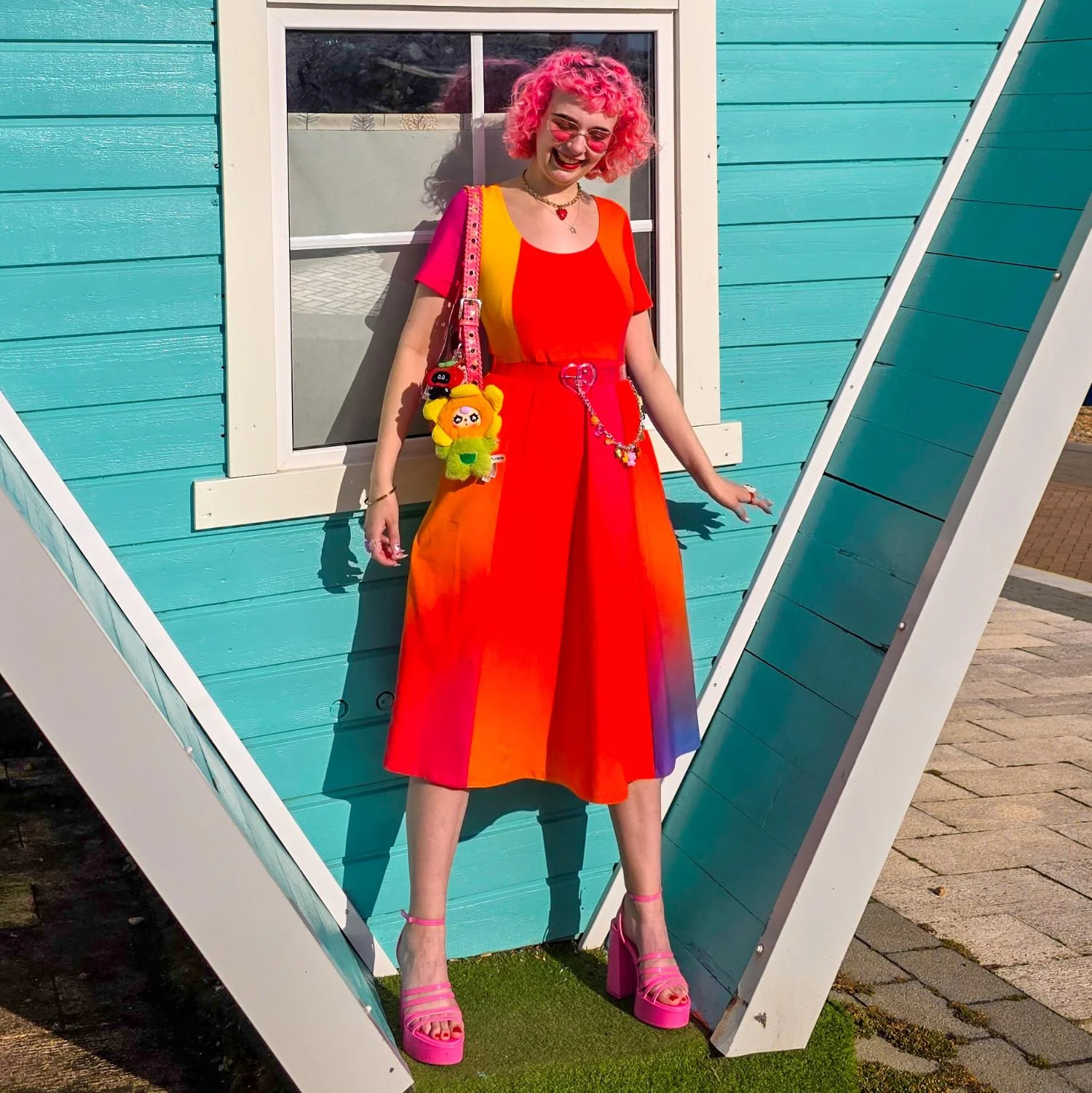 Vanessa Midi A-Line Dress - Rainbow - Image 12