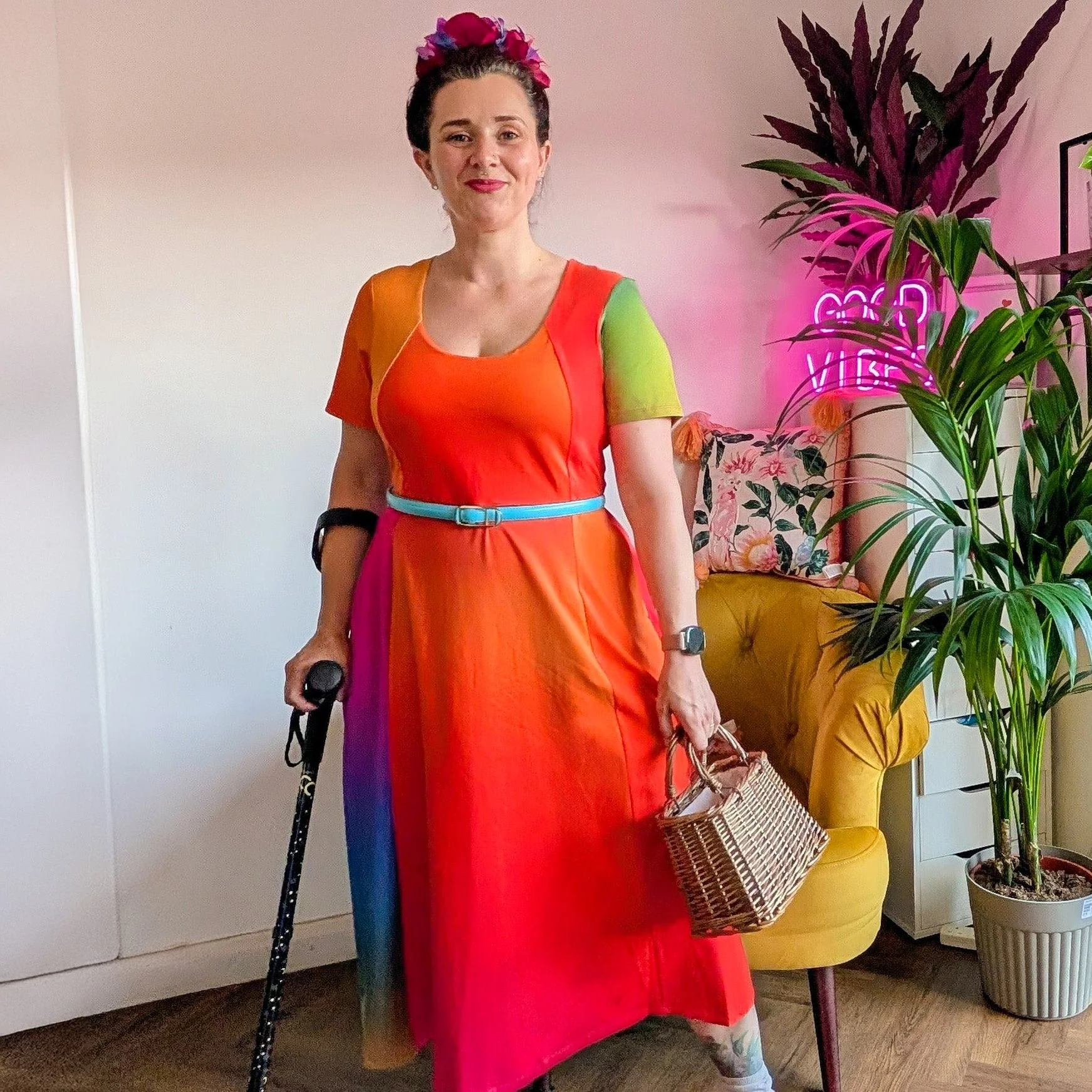 Vanessa Midi A-Line Dress - Rainbow - Image 14