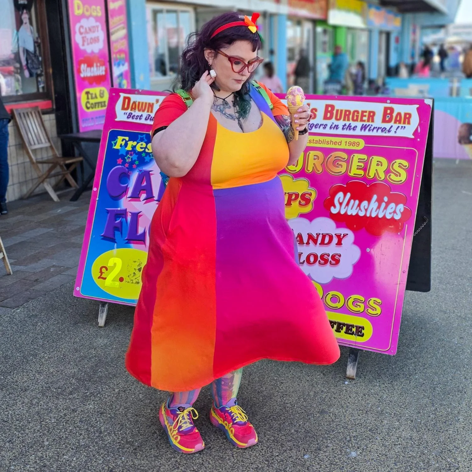 Vanessa Midi A-Line Dress - Rainbow - Image 3