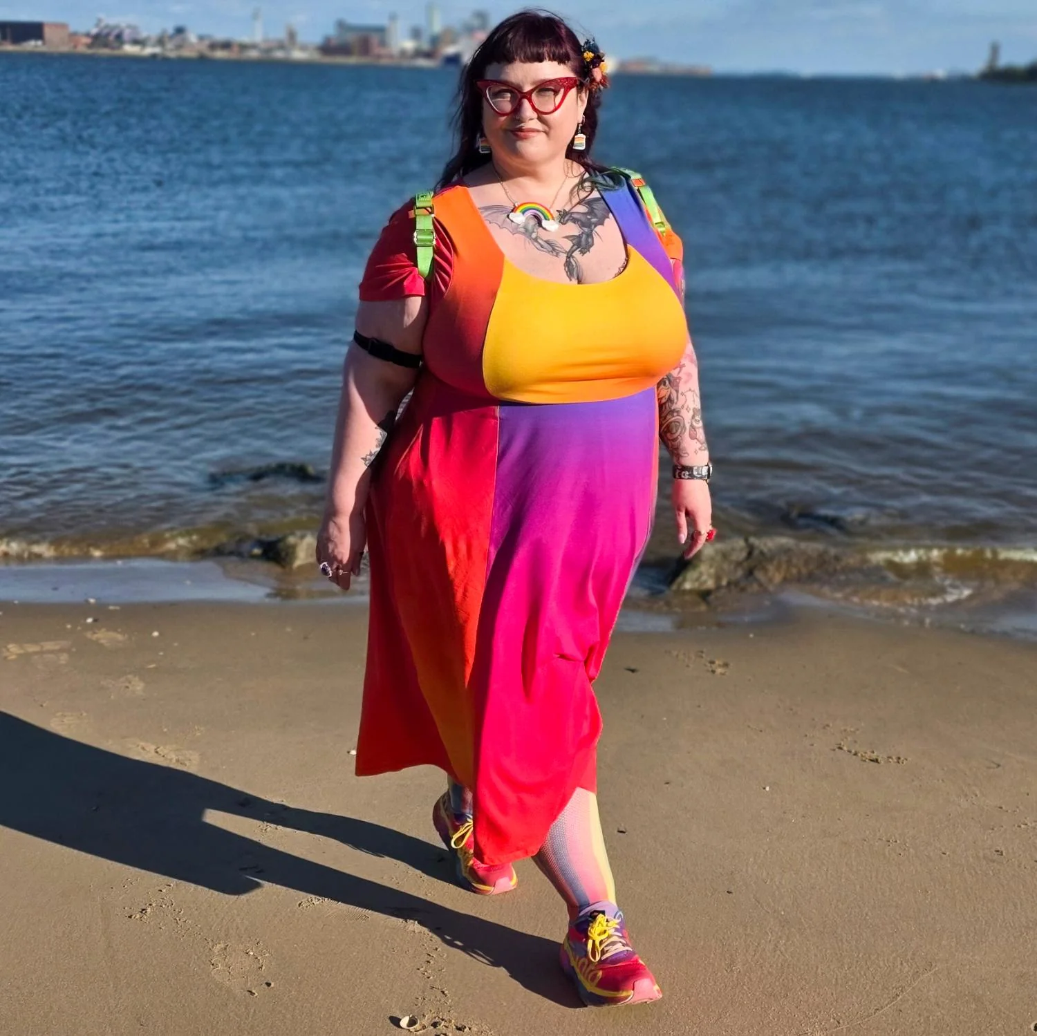 Vanessa Midi A-Line Dress - Rainbow - Image 8
