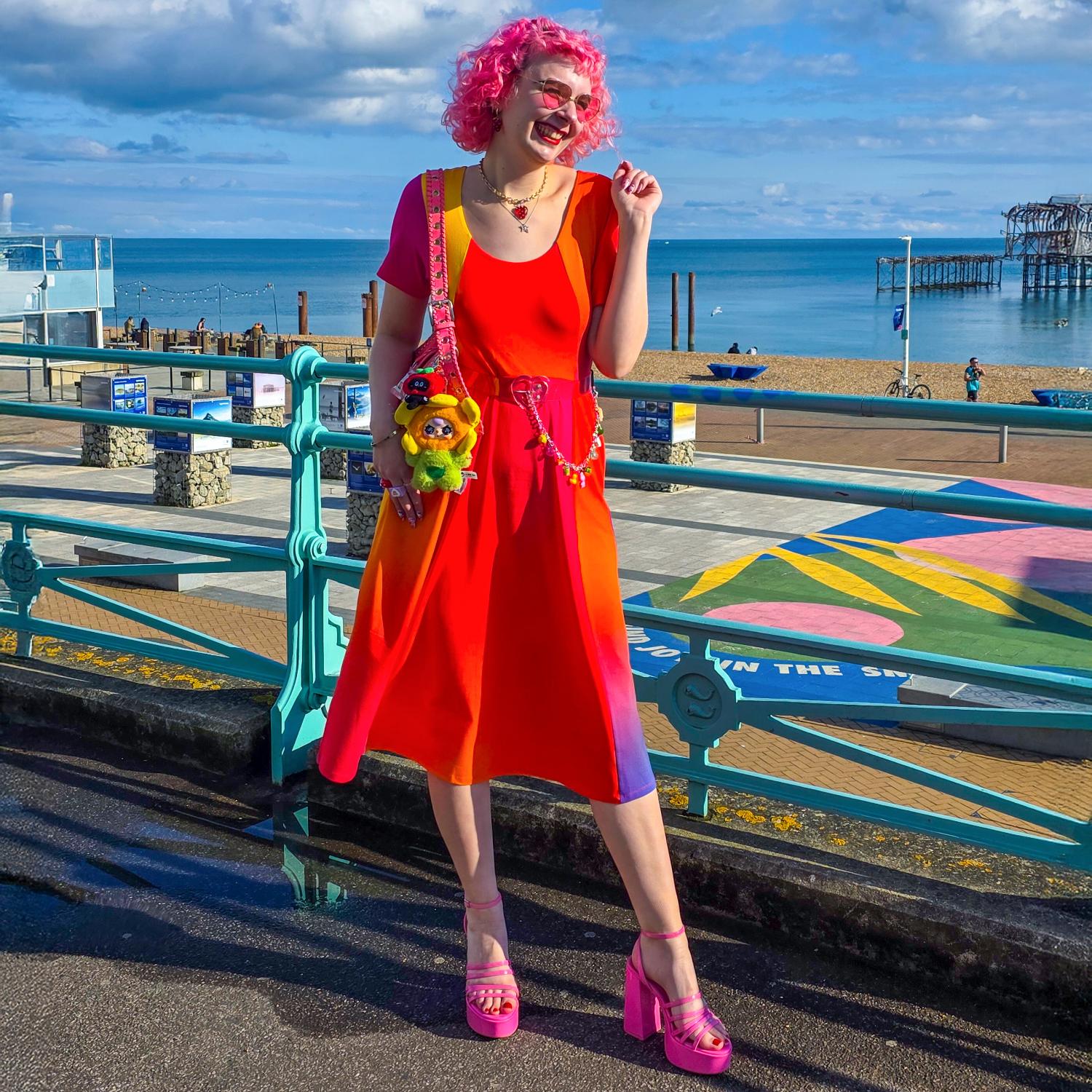 Vanessa Midi A-Line Dress - Rainbow - Image 9