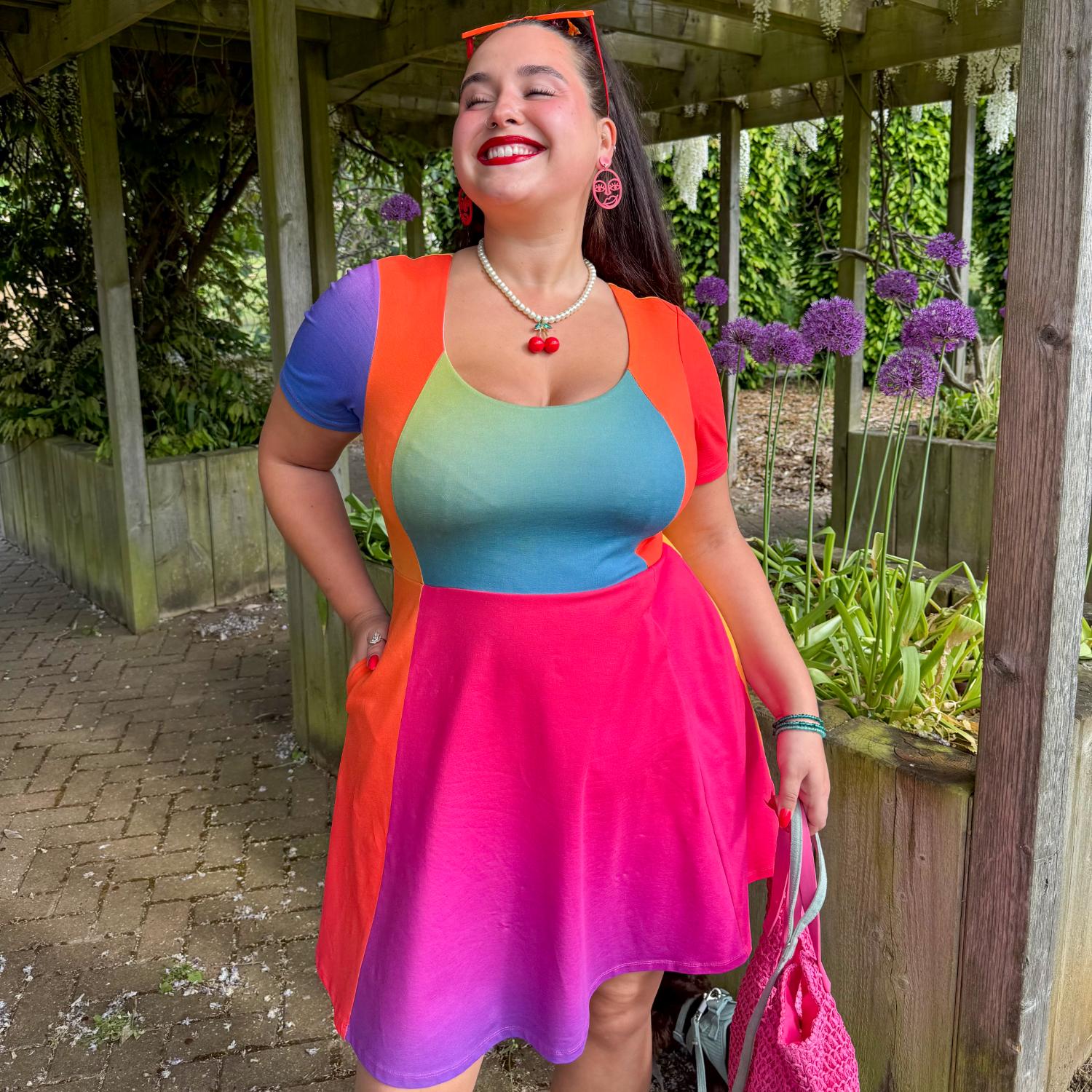 Vanessa Mini A-Line Dress - Rainbow - Image 3