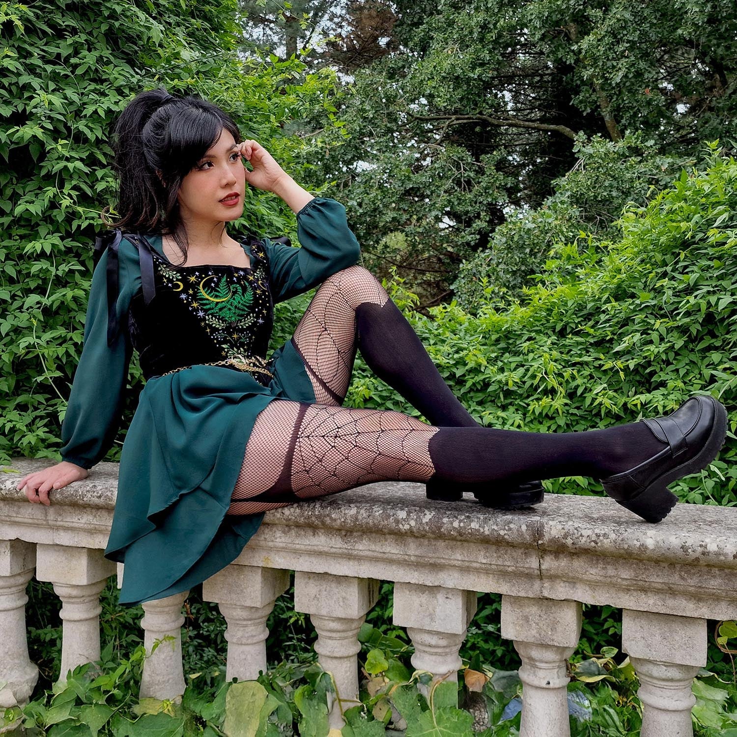 Mock Garter Fishnets - Venom - Image 5