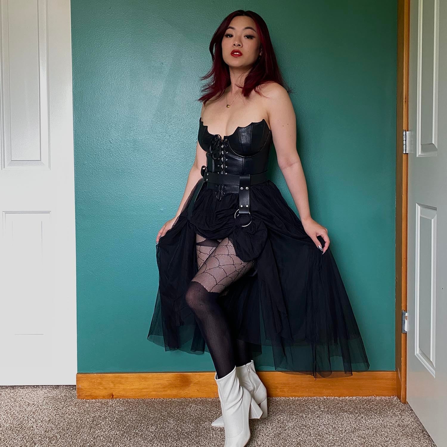 Mock Garter Fishnets - Venom - Image 7