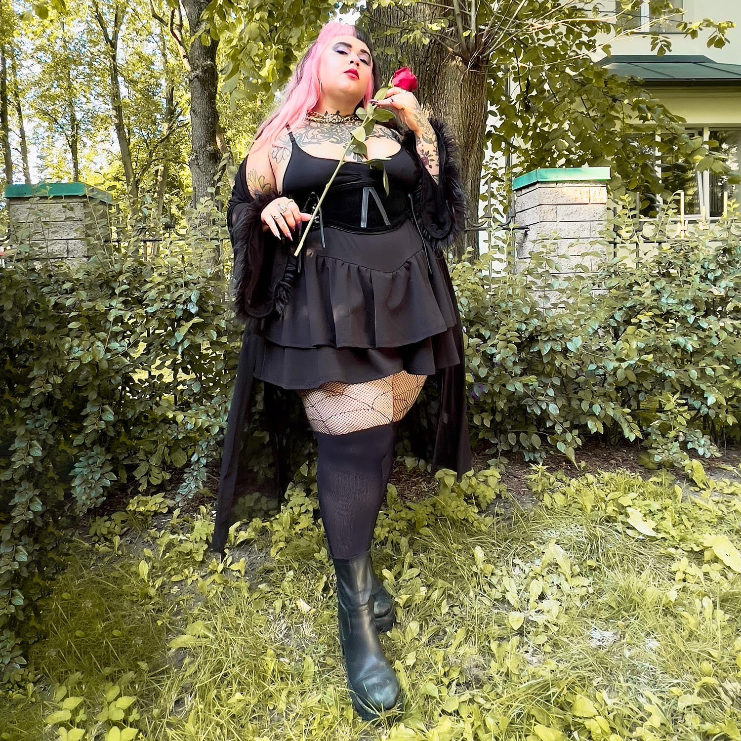 Mock Garter Fishnets - Venom - Image 9