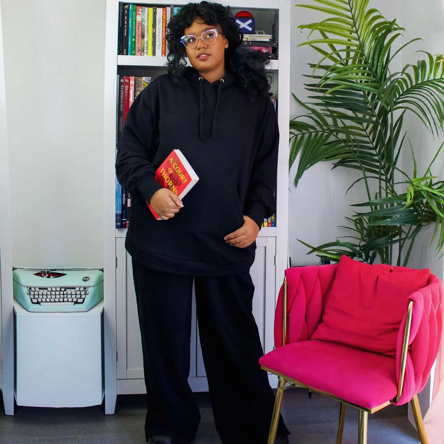 Organic Cotton Wide Leg Joggers - Black - Image 15