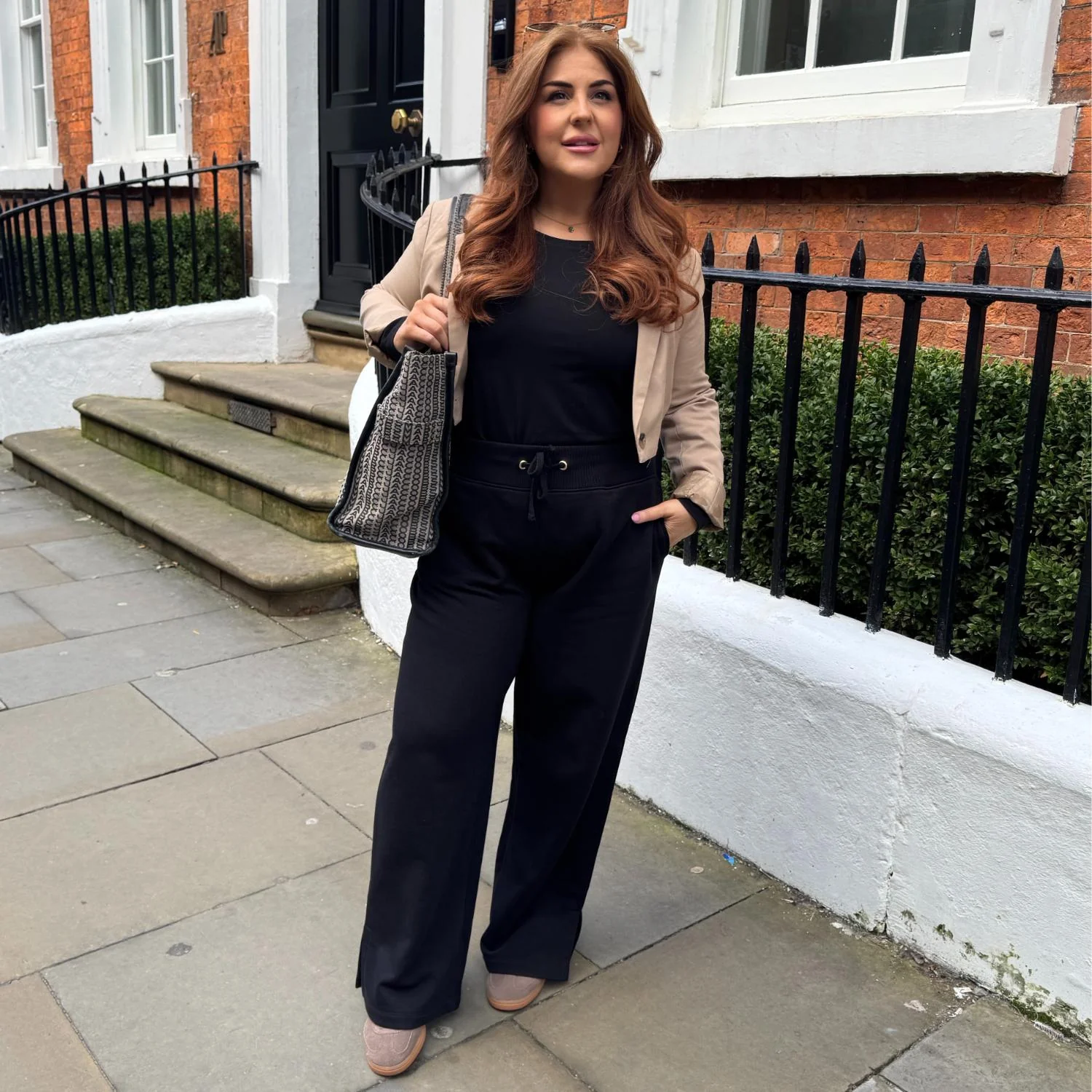 Organic Cotton Wide Leg Joggers - Black - Image 3