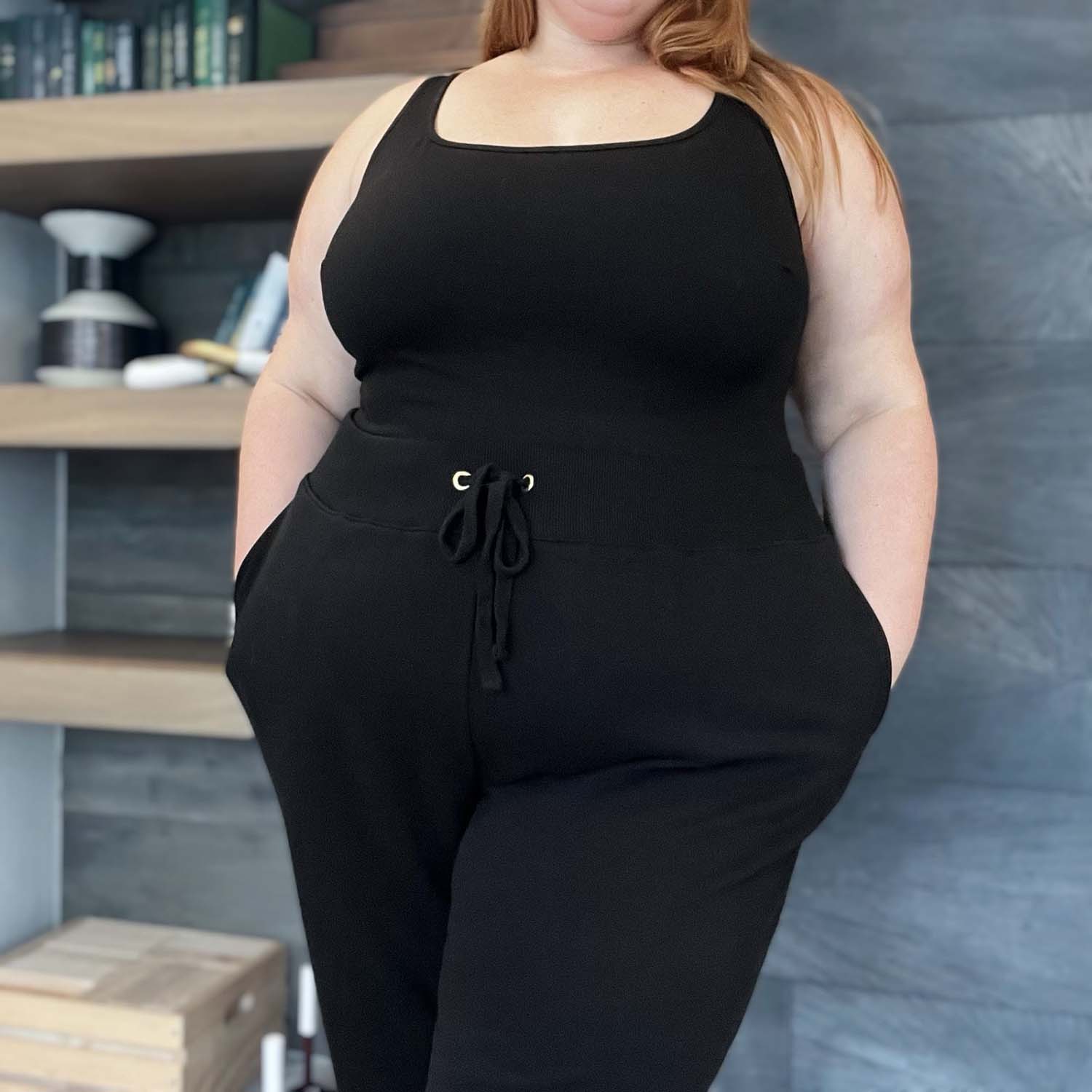 Organic Cotton Wide Leg Joggers - Black - Image 4