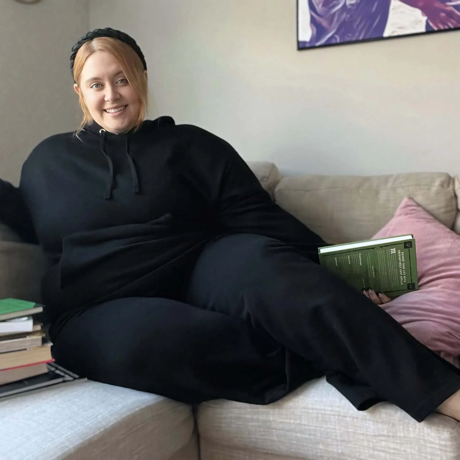 Organic Cotton Wide Leg Joggers - Black - Image 9