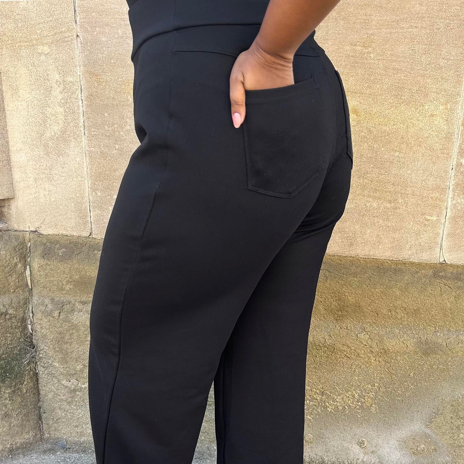 Squat-Proof Wide Leg Leggings - Black - Image 4