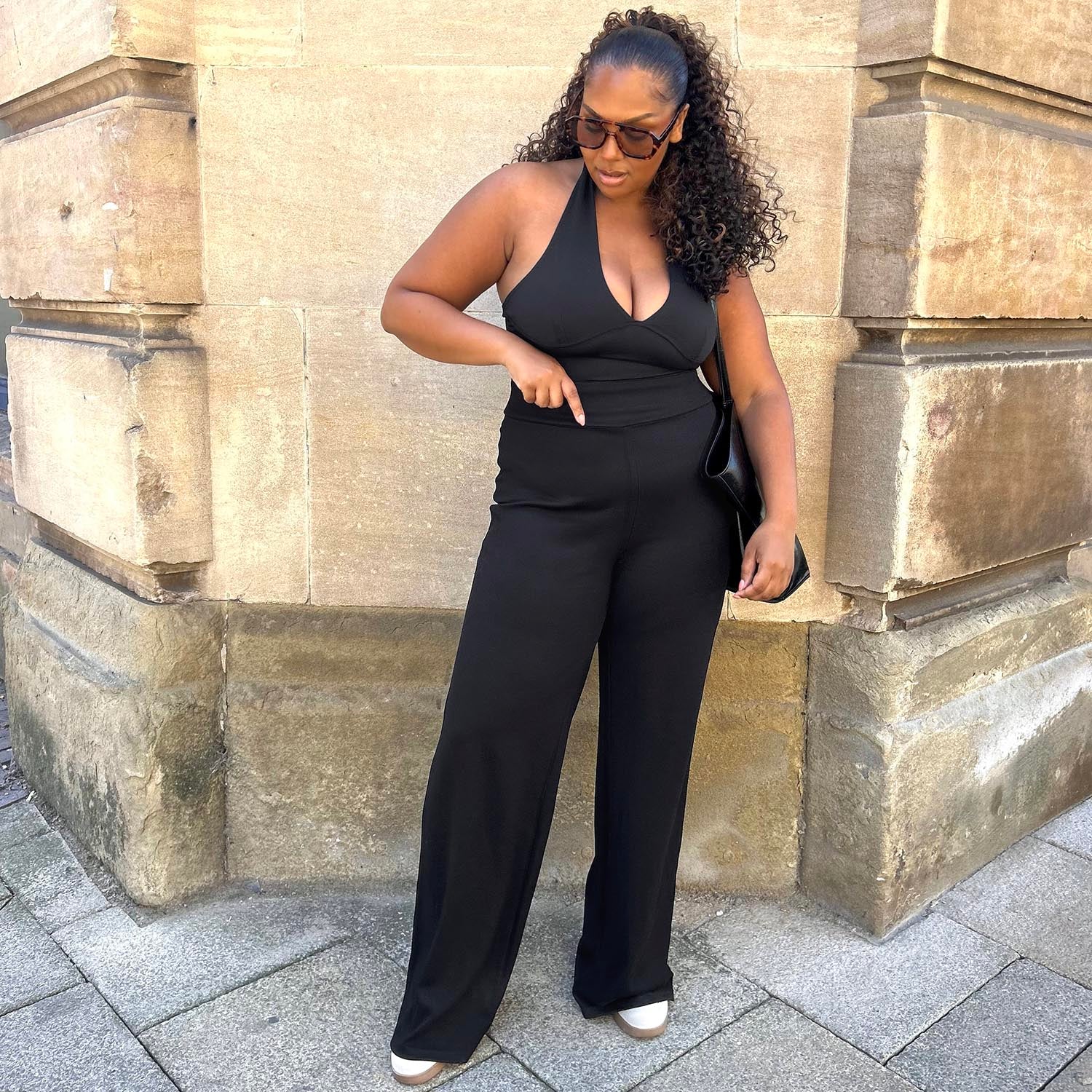 Squat-Proof Wide Leg Leggings - Black - Image 6