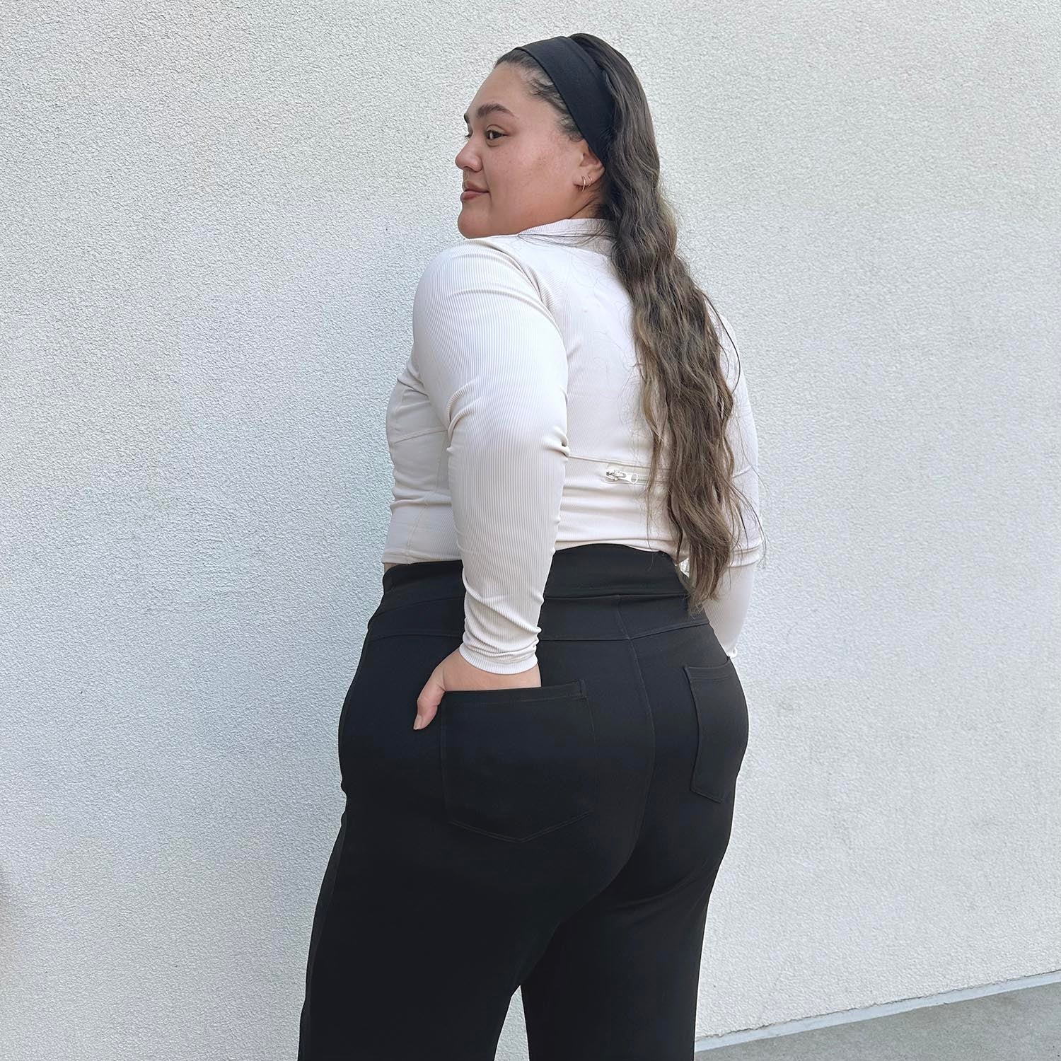 Squat-Proof Wide Leg Leggings - Black - Image 7