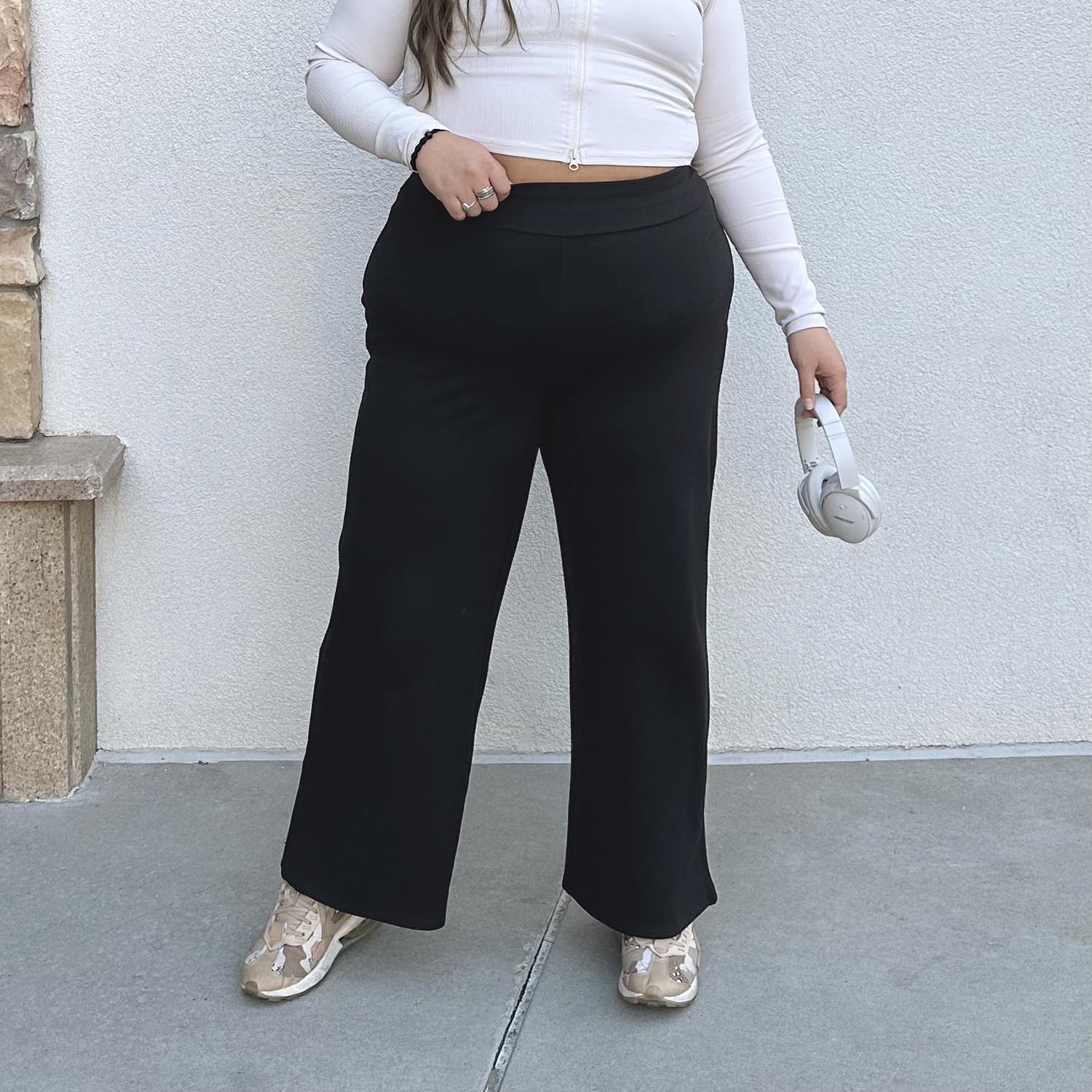 Squat-Proof Wide Leg Leggings - Black - Image 9