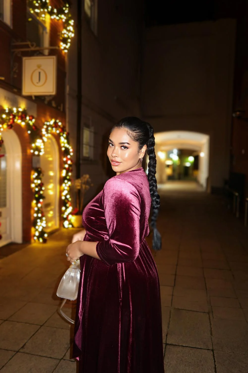 Velvet Wrap Dress - Cherry - Image 10
