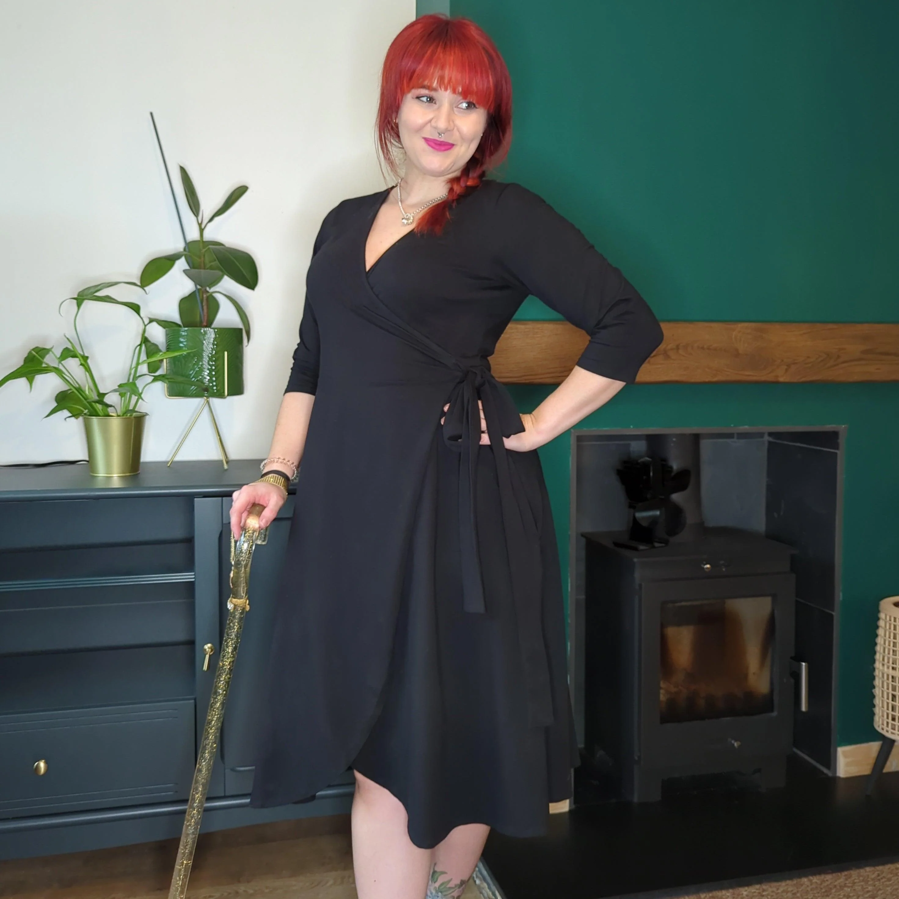 Wrap Dress - Black - Image 4