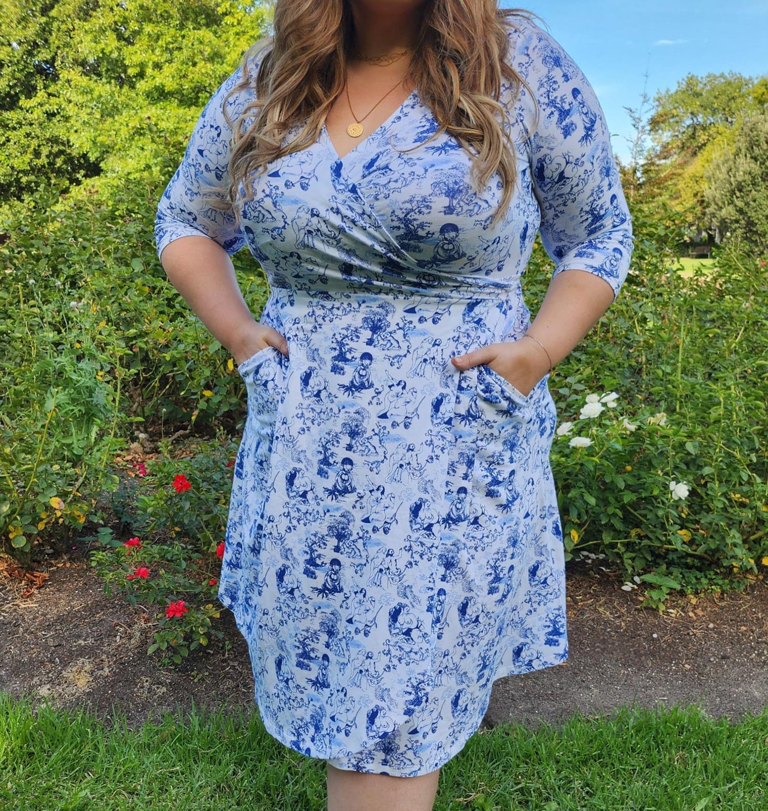 Wrap Dress - Passion au Jardin - L'Amour Bleu - Image 9