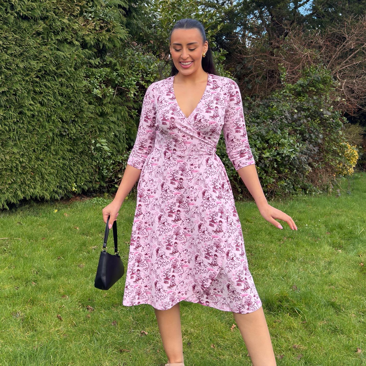 Wrap Dress - Passion au Jardin - L'Amour Rose - Image 15