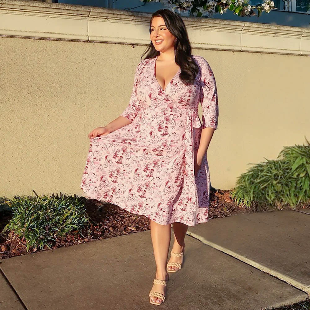 Wrap Dress - Passion au Jardin - L'Amour Rose - Image 6