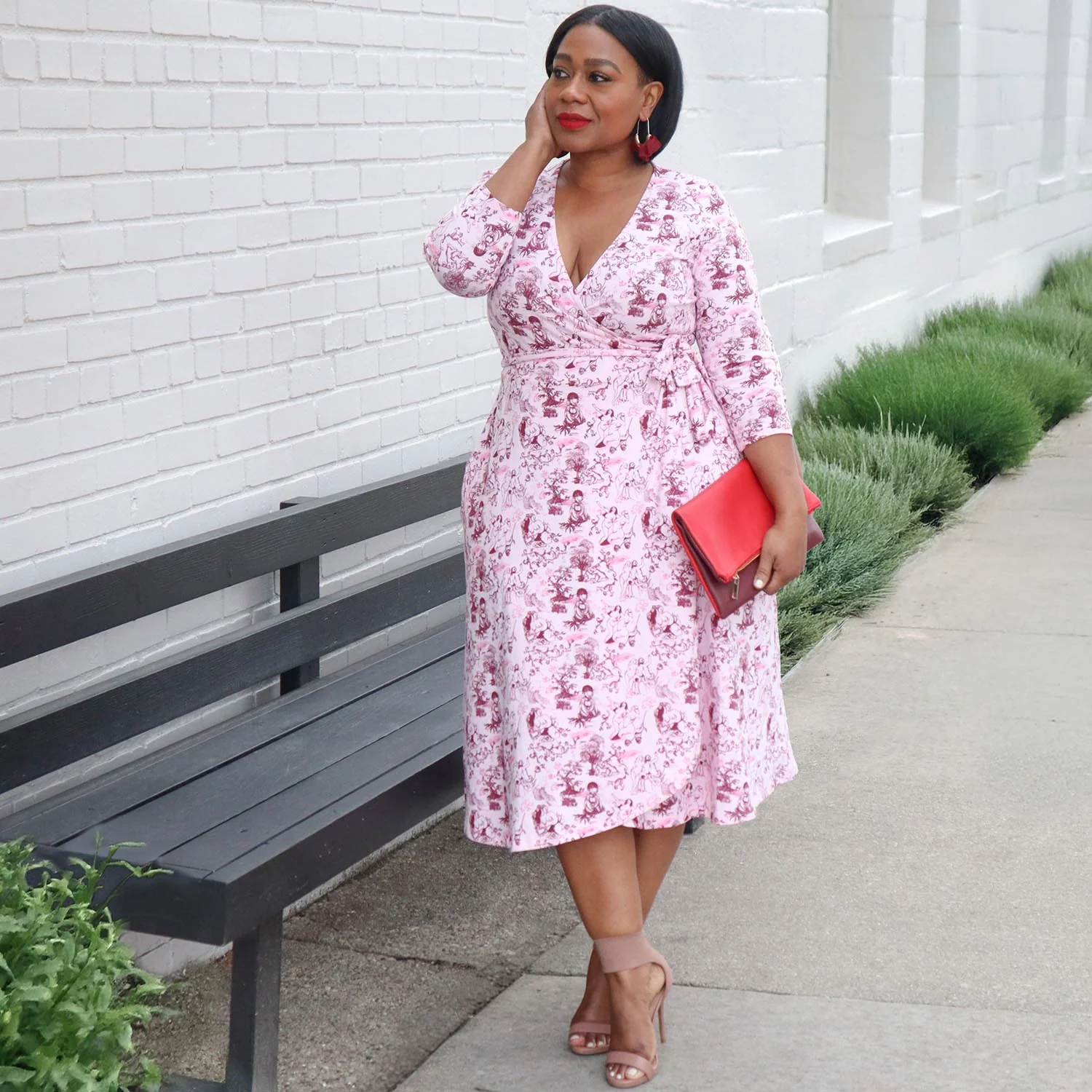 Wrap Dress - Passion au Jardin - L'Amour Rose - Image 8