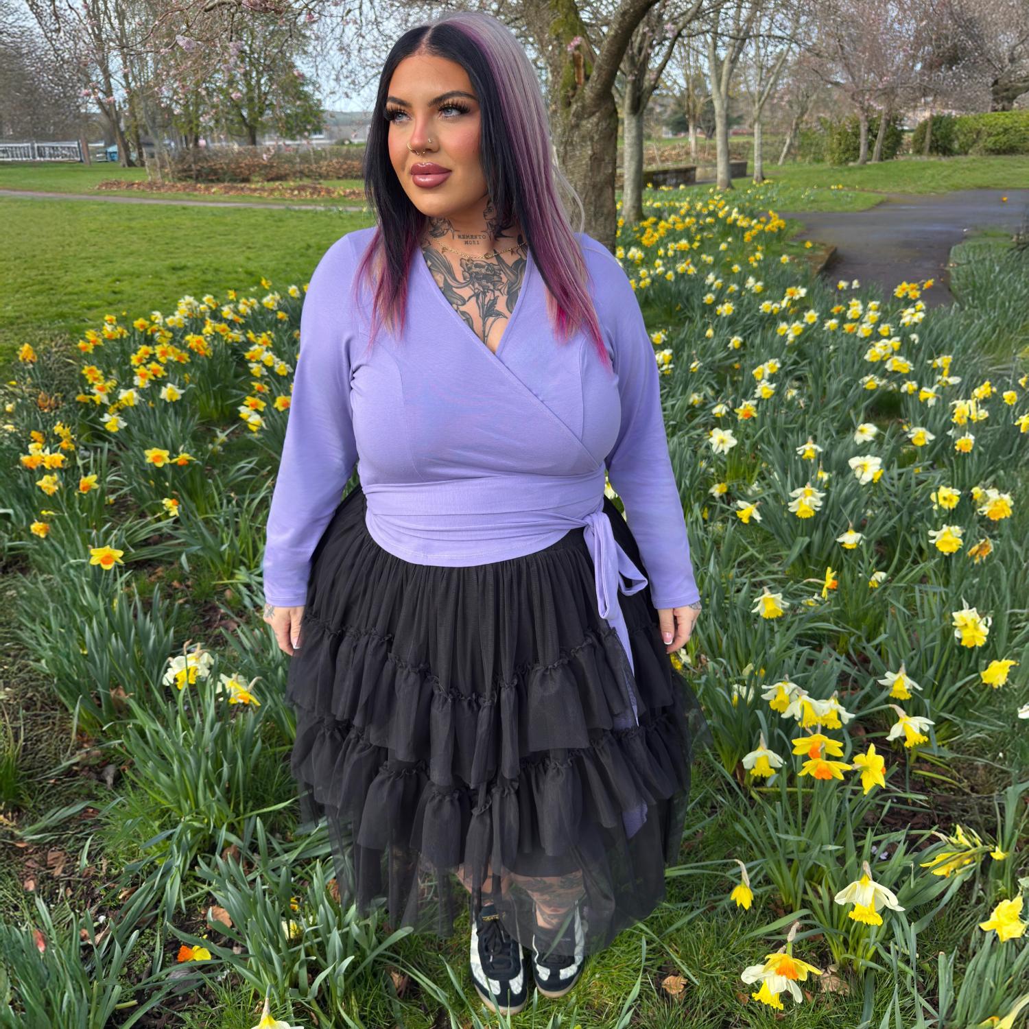 Organic Cotton Wrap Top - Lavender Fields - Image 4