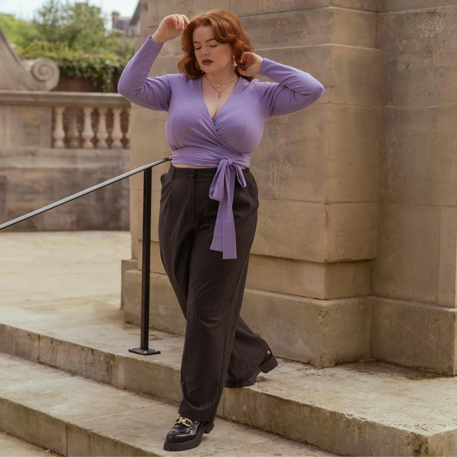 Organic Cotton Wrap Top - Lavender Fields - Image 9